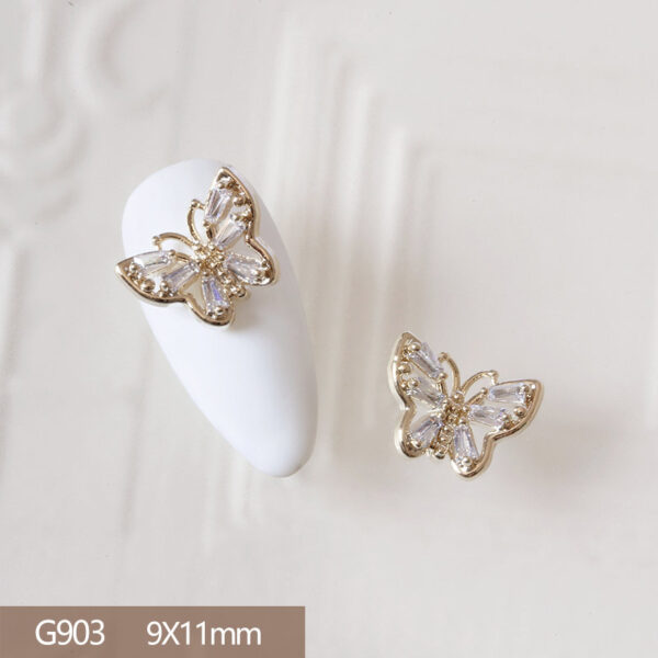 10pcs 3D Butterfly Love Flower Alloy Nail Art Zircon Pearl Crystal Metal Manicure Nails Accesorios Supplies Decorations Charms - Image 3