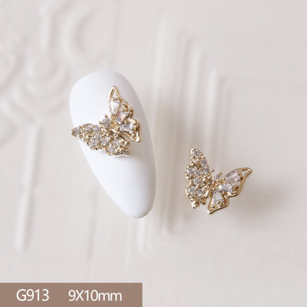 10pcs 3D Butterfly Love Flower Alloy Nail Art Zircon Pearl Crystal Metal Manicure Nails Accesorios Supplies Decorations Charms - Image 4