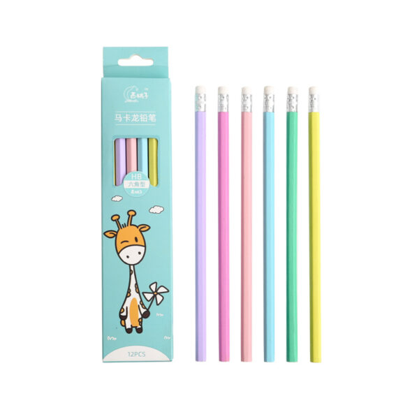 12pcs cartoon box pencil student writing HB pencil with rubber Festival prize gift pencil