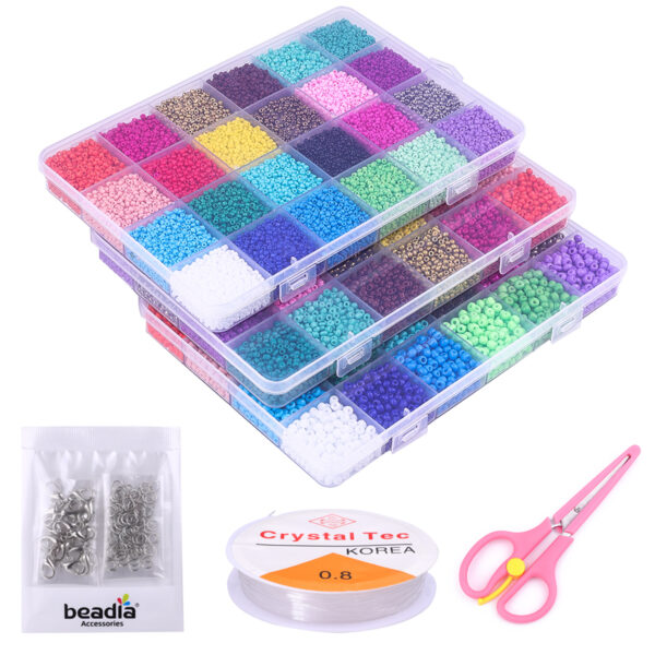 2/3/4mm Glass Seed Beads Kit Small Czech Crystal Craft Beads Metal Charms Tool Kit For DIY Earrings Bracelet Jewelry Making Box