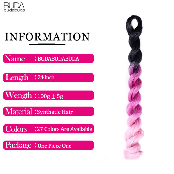 24Inch Long Synthetic Sea Body Wave Braiding Hair Extensions For White Women Ombre Colorful Pink Blue Purple Crochet Braids Hair - Image 2