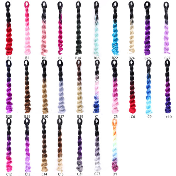 24Inch Long Synthetic Sea Body Wave Braiding Hair Extensions For White Women Ombre Colorful Pink Blue Purple Crochet Braids Hair - Image 3