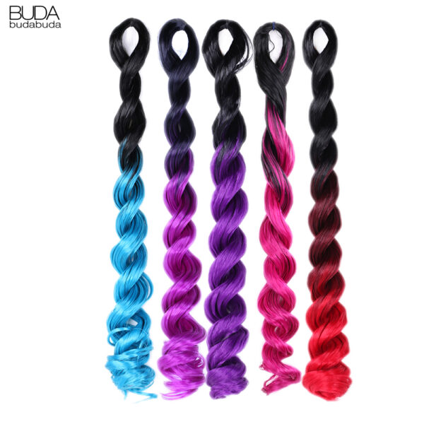 24Inch Long Synthetic Sea Body Wave Braiding Hair Extensions For White Women Ombre Colorful Pink Blue Purple Crochet Braids Hair - Image 5