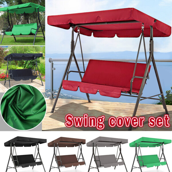 3 Seat Swing Canopies Seat Cushion Oxford cloth Cover Set Patio Swing Chair Outdoor Hammock Replacement waterproof sunscreen Gar - Image 2