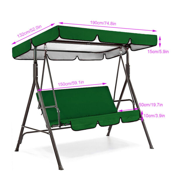 3 Seat Swing Canopies Seat Cushion Oxford cloth Cover Set Patio Swing Chair Outdoor Hammock Replacement waterproof sunscreen Gar - Image 6