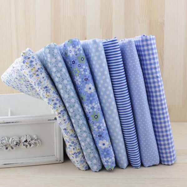 7pcs 50cm X48cm Free Shipping Plain Thin Patchwork Cotton Fabric Floral Series Blue Charm Quarters Bundle Sewing