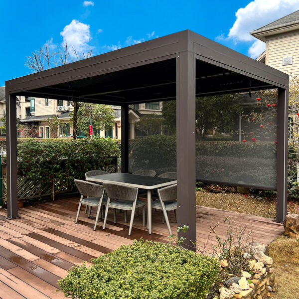 Aluminum alloy pavilion louver outdoor electric intelligent sunshade rain shelter ecological sun awning house pergola Greenhouse