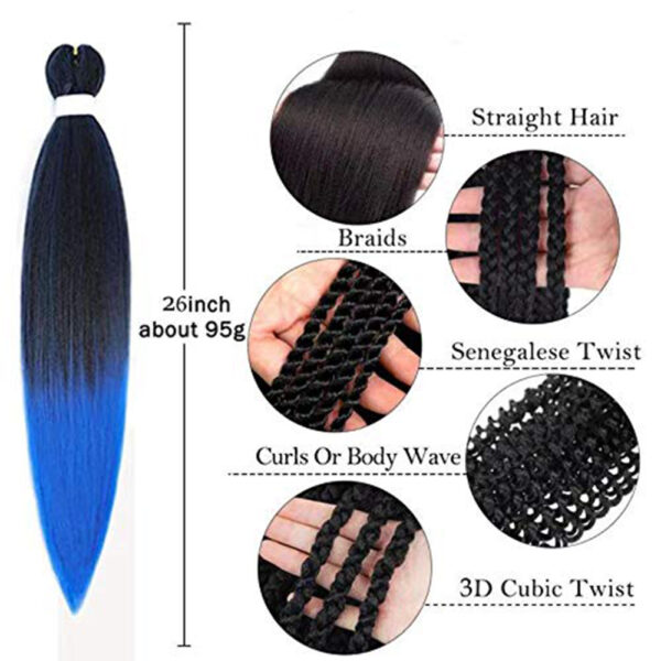 Dansama Synthetic Braiding Hair Extensions Easy Jumbo Braids 24Inch Purple Pre Stretched Hair For Braid Hot Water Hair 3/6/9Pcs - Image 3