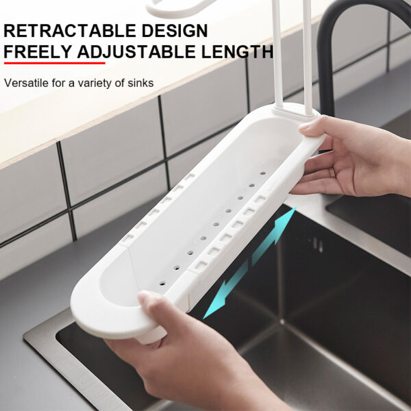 Kitchen Sink Shelf Telescopic Sinks Organizer Soap Sponge Holder Towel Drain Rack Storage Basket Kitchen Gadgets Accessories - Image 4