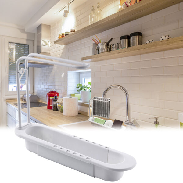 Kitchen Sink Shelf Telescopic Sinks Organizer Soap Sponge Holder Towel Drain Rack Storage Basket Kitchen Gadgets Accessories - Image 6