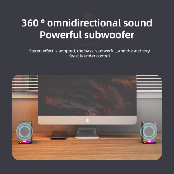 Lenovo Portable Wireless Rgb Light Bluetooth Desktop Speaker Subwoofer Blootooth Usb Hifi Bass Sound Mini Box Blutooth Speakers - Image 3