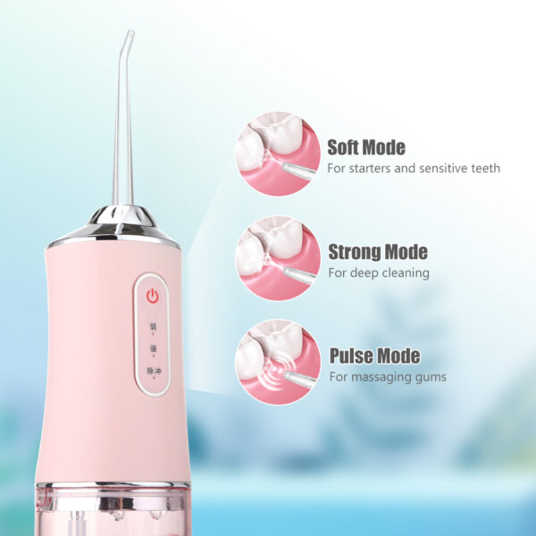 Oral Irrigator Portable Dental Water Flosser USB Rechargeable Water Jet Floss Tooth Pick 4 Jet Tip 220ml 3 Modes IPX7 1400rpm - Image 5