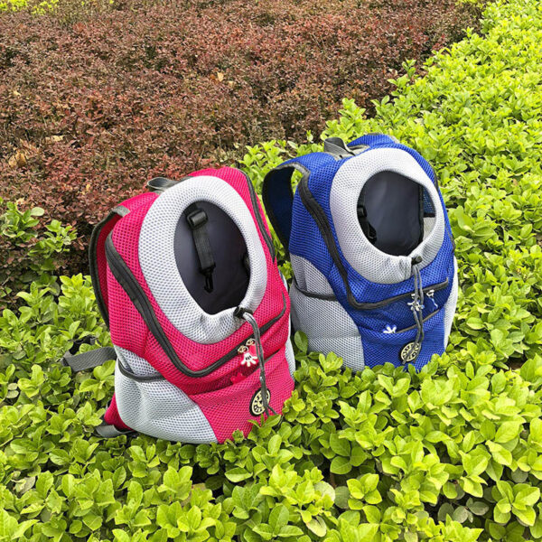 Out Double Shoulder Portable Travel Backpack Outdoor Pet Dog Carrier Bag Pet Dog Front Bag Mesh Backpack Head Pet Supplies - Image 5