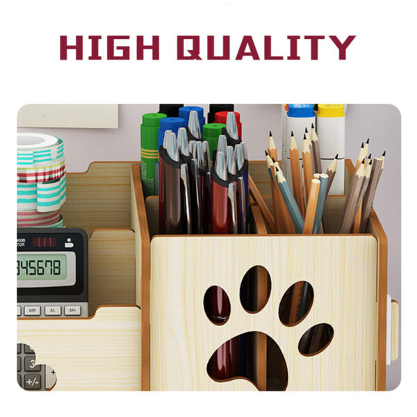 Pencil Organizer Multi-Function Wooden Desktop Pen Holder Office School Stationery Storage Stand Case Desk Pen New - Image 2