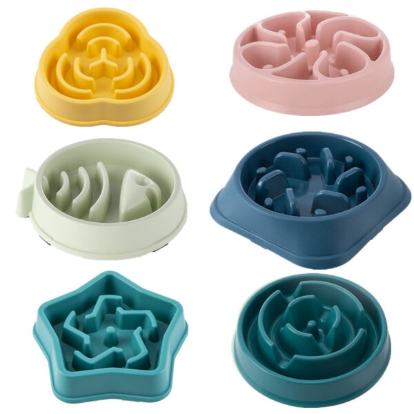 Pet Cat Dog Slow Food Bowl Fat Help Healthy Round Anti-choking Thickened And Non-slip Multiple Colors Shapes YJ040