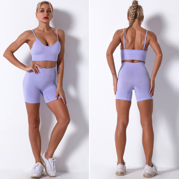 Seamless Yoga Set Women Pink Sportswear Gym Clothing Fitness Clothes Sports Bra High Waist Leggings Shorts Sports Suit - Image 2