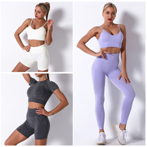 Seamless Yoga Set Women Pink Sportswear Gym Clothing Fitness Clothes Sports Bra High Waist Leggings Shorts Sports Suit