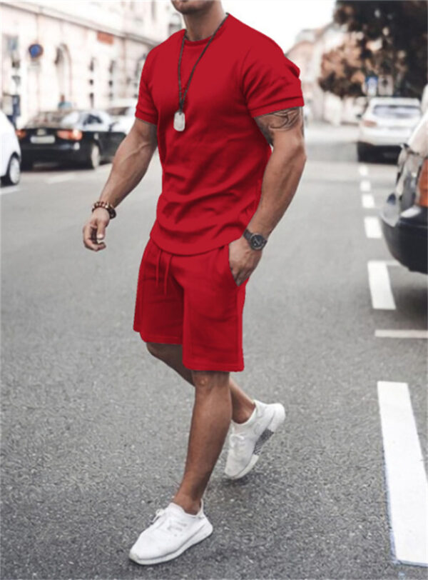 Ta&To Men's Tracksuit 2 Piece Set Summer Solid Sport Hawaiian Suit Short Sleeve T Shirt and Shorts Casual Fashion Man Clothing - Image 3