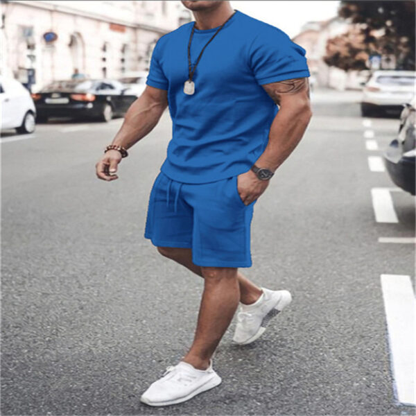 Ta&To Men's Tracksuit 2 Piece Set Summer Solid Sport Hawaiian Suit Short Sleeve T Shirt and Shorts Casual Fashion Man Clothing - Image 5